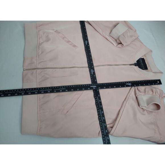 Forever 21 Jacket sz 3X pink satin full zip track jacket retro pockets 50s 80s - Picture 6 of 12
